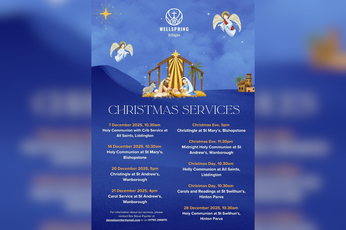 Christmas church services poster showing dates and times for festive services in local villages
